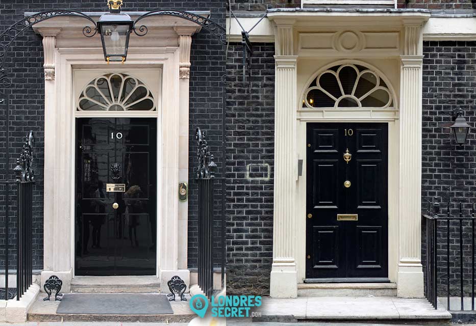 Fausse porte copie imitation 10 Downing Street à 10 Adam Street