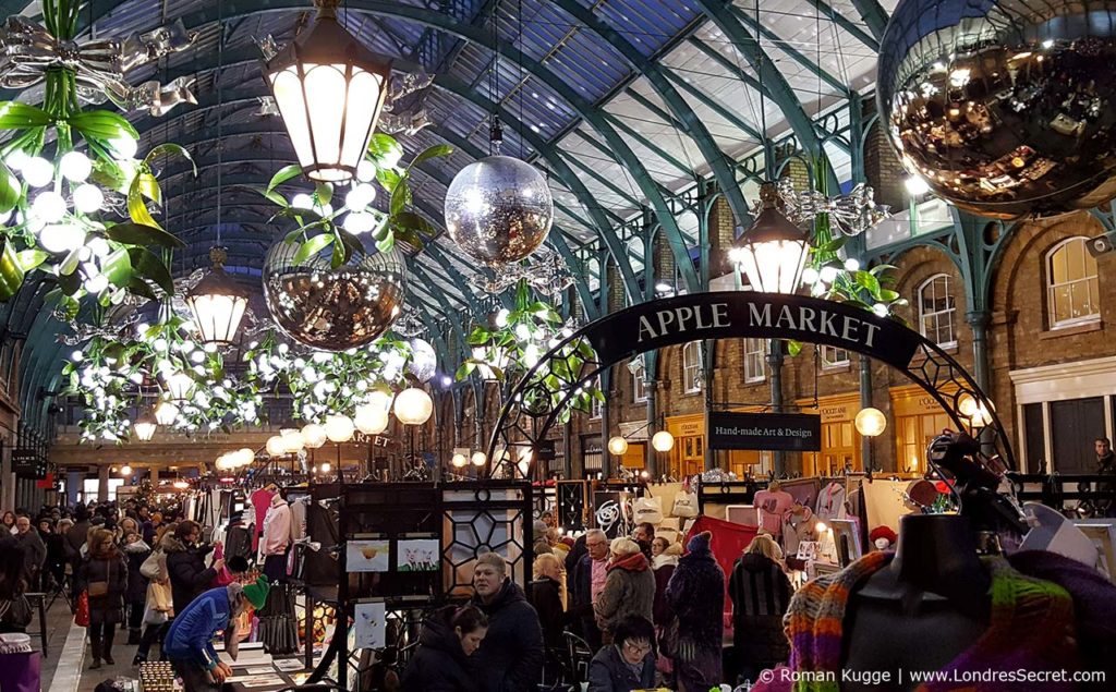 Covent Garden Noël illuminations au Apple Market