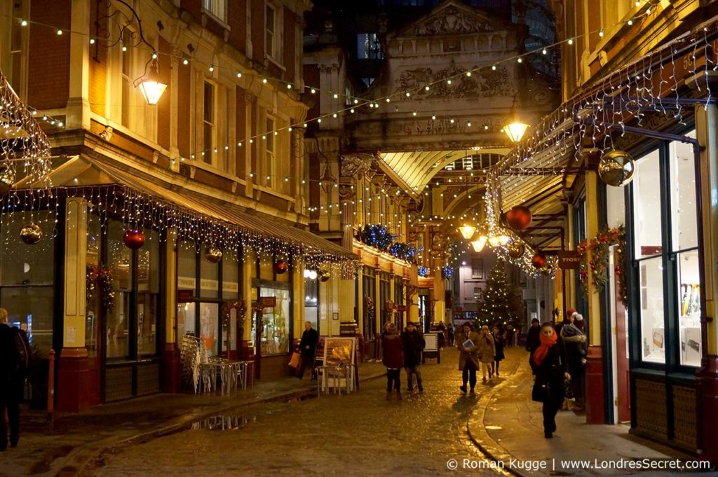 Illuminations de Noël au Leadenhall Market à Londres